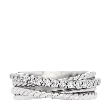 David Yurman Sterling Silver Diamond 6.8mm Crossover Ring 50 5.5 1 of 5