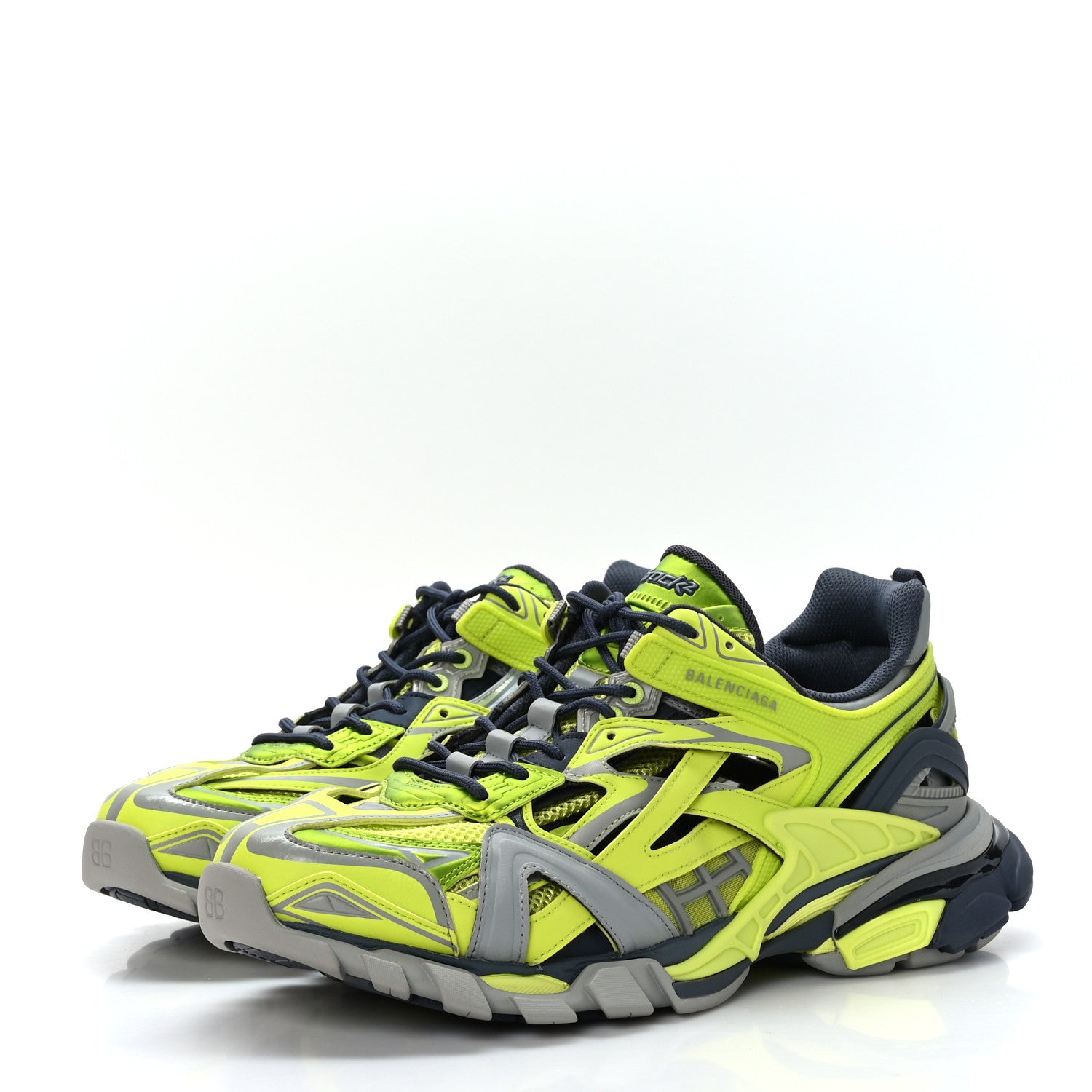 Balenciaga Rubber Mesh Tri-Color Clear Sole Mens Track.2 Open Sneakers 45 Acid Green Grey Dark Grey 3 of 7