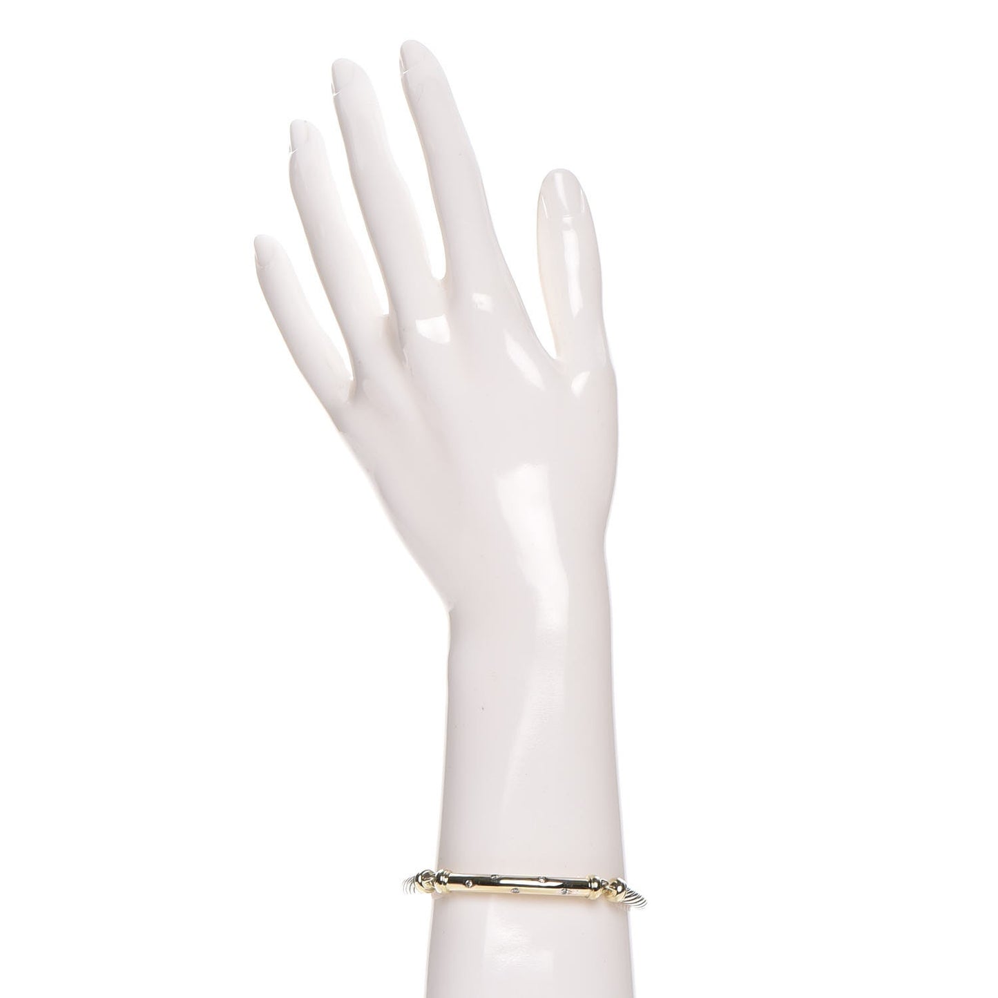 Sterling Silver 14K Yellow Gold Diamond 5mm Metro Cable Bracelet
