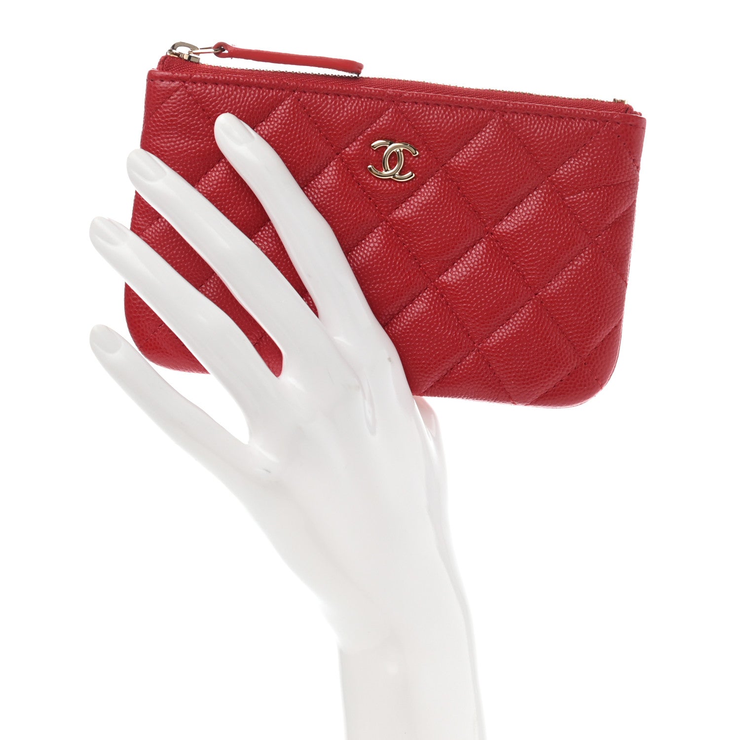 Chanel Caviar Quilted Small Cosmetic Case Red 2 of 8