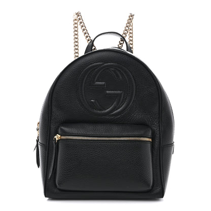 Gucci Pebbled Calfskin Soho Chain Backpack Black 1 of 15