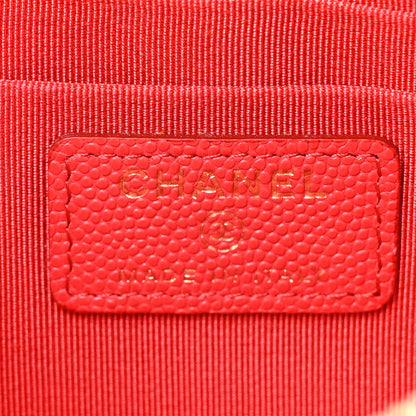 Chanel Shiny Caviar Quilted Cosmetic Case Red 6 of 9