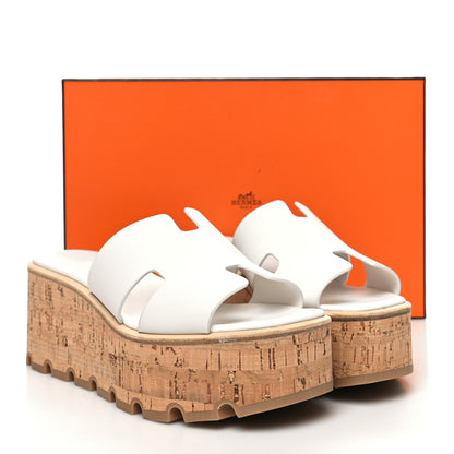 Hermes Calfskin Cork Eze 30 Sandals 36 White 10 of 10