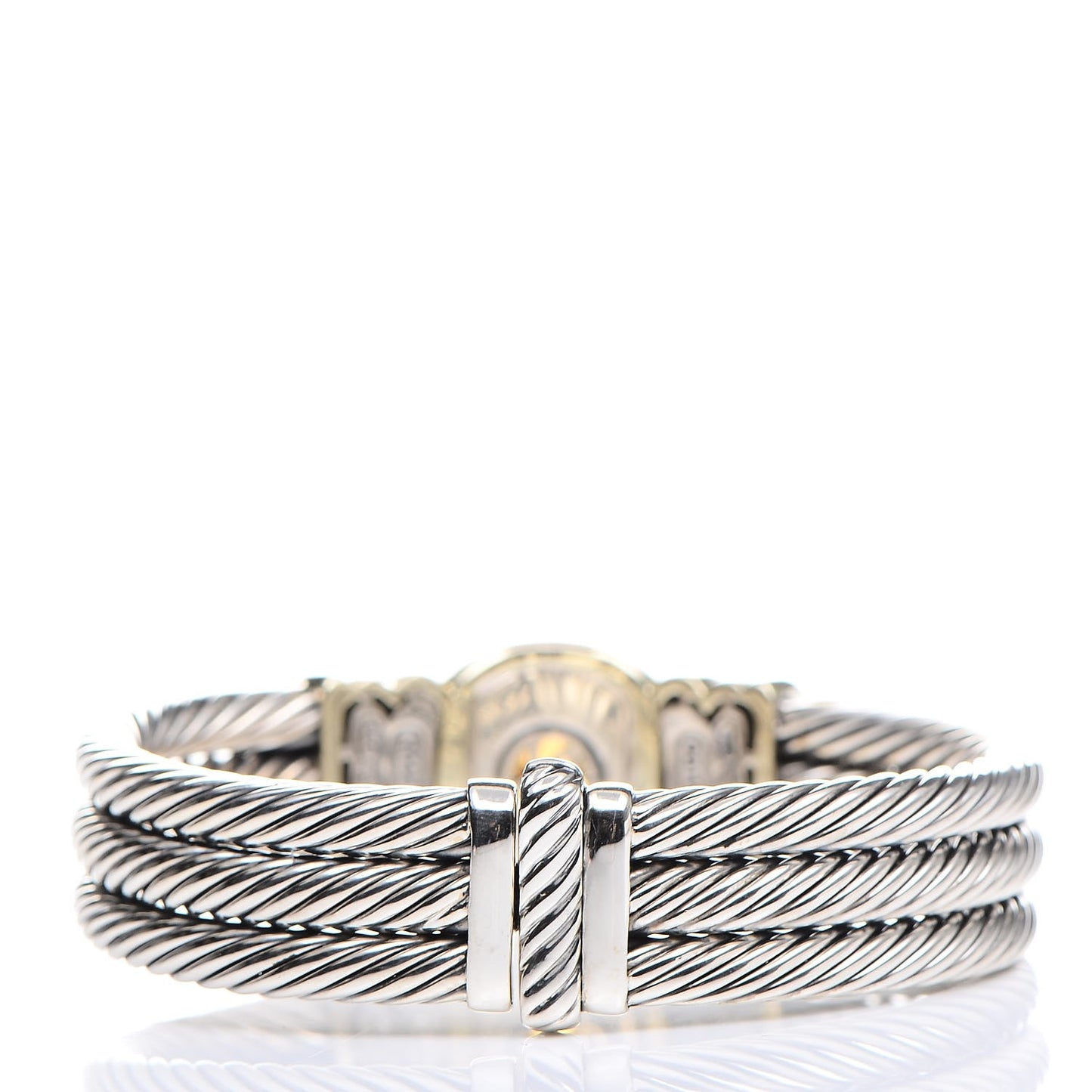 Sterling Silver 14K Yellow Gold Citrine Triple Cable Bracelet M
