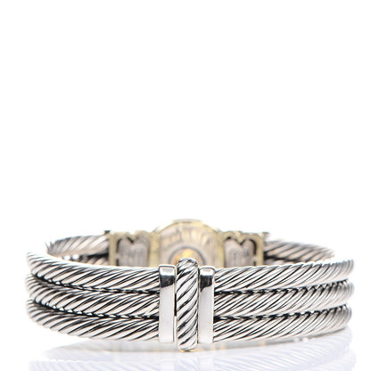 David Yurman Sterling Silver 14K Yellow Gold Citrine Triple Cable Bracelet M 3 of 5
