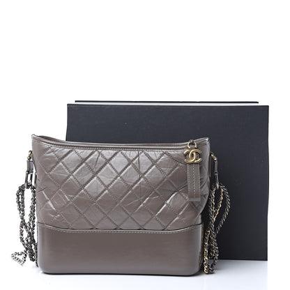 Chanel Aged Calfskin Quilted Medium Gabrielle Hobo Gray 10 of 10
