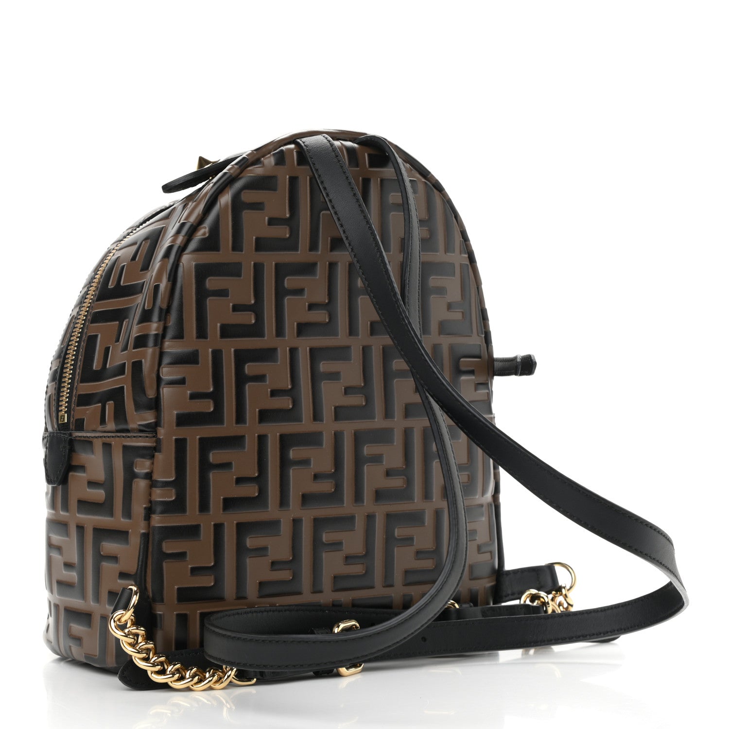 Fendi Vitello Bi-Color FF 1974 Embossed Mini Backpack Maya Black 3 of 10