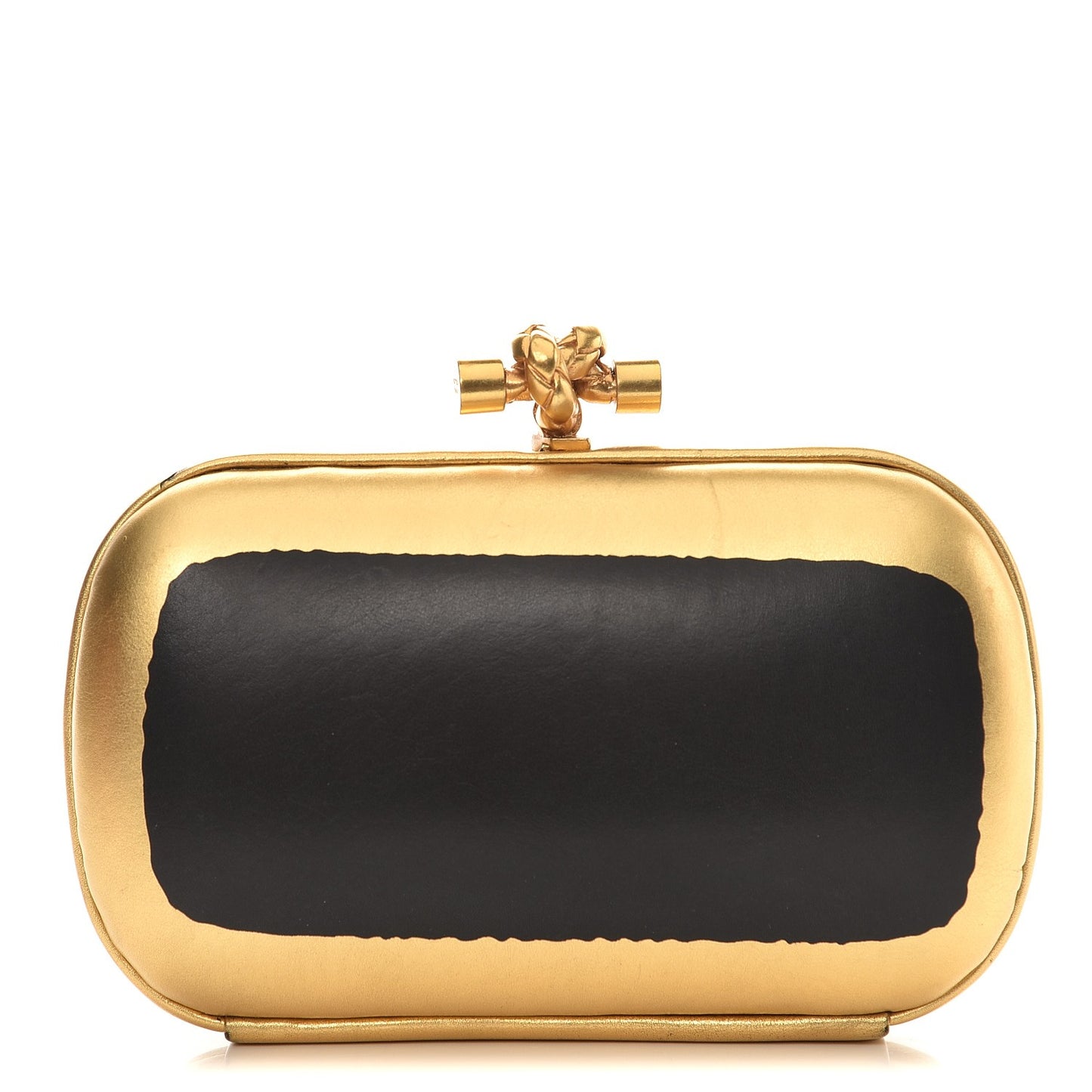 Gilded Waxed Leather Knot Clutch Gold Black