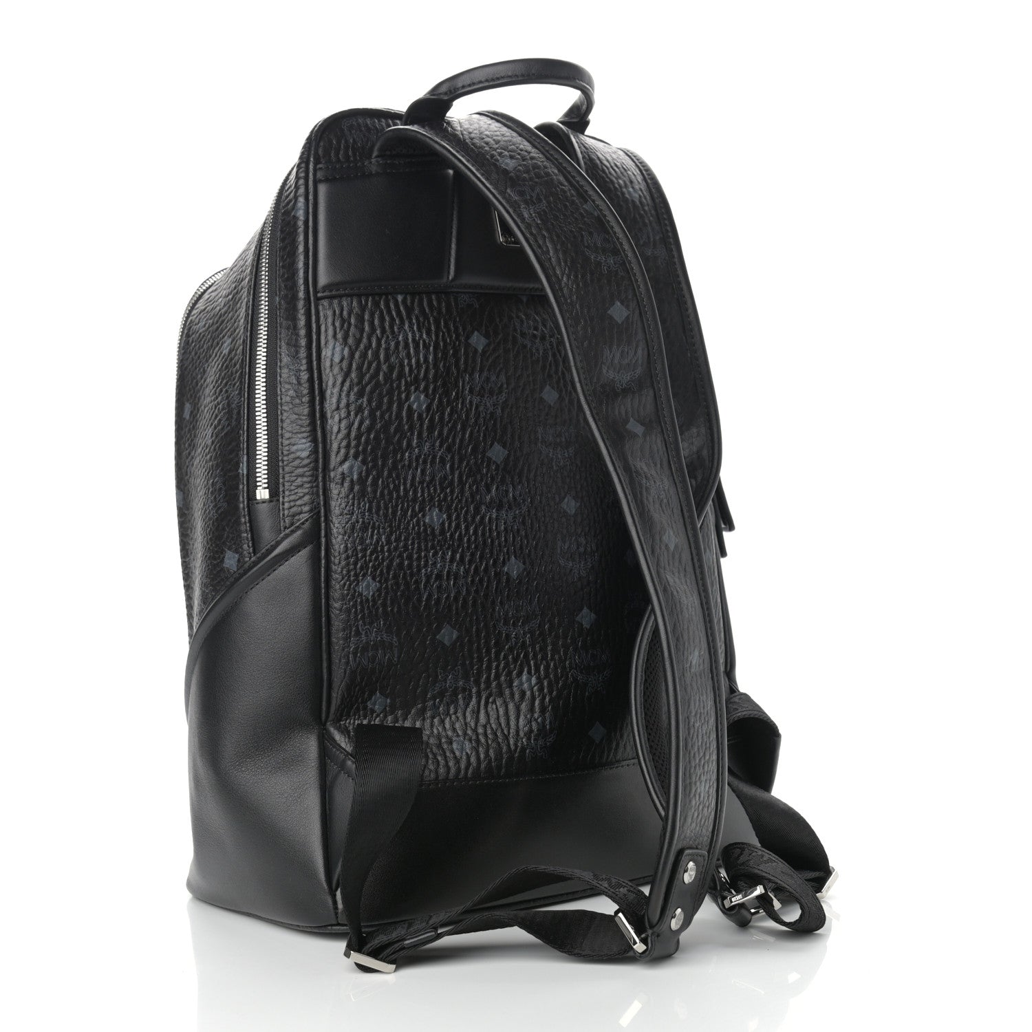 MCM Metallic Visetos Striped Medium Duke Backpack Silver Black 3 of 14