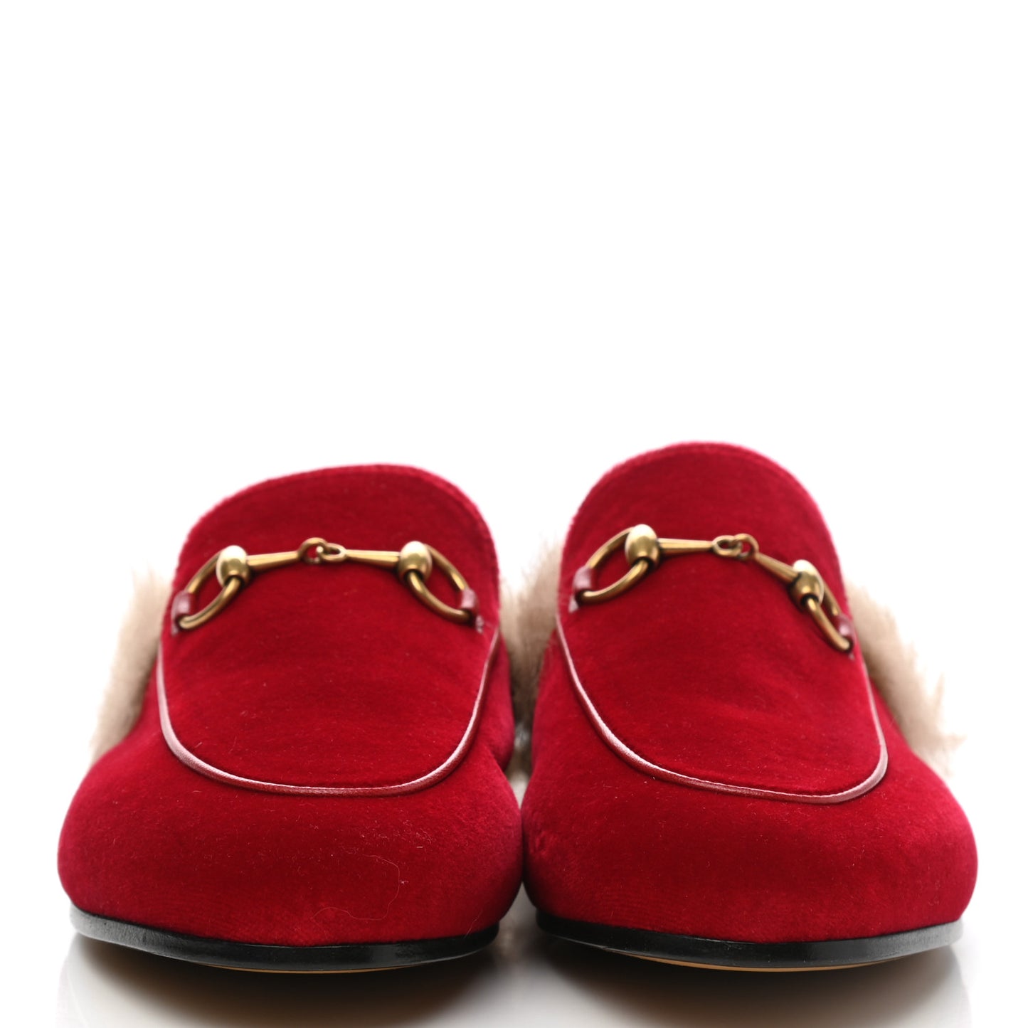 Velvet Fur Womens Princetown Slippers 37.5 Hibiscus Red