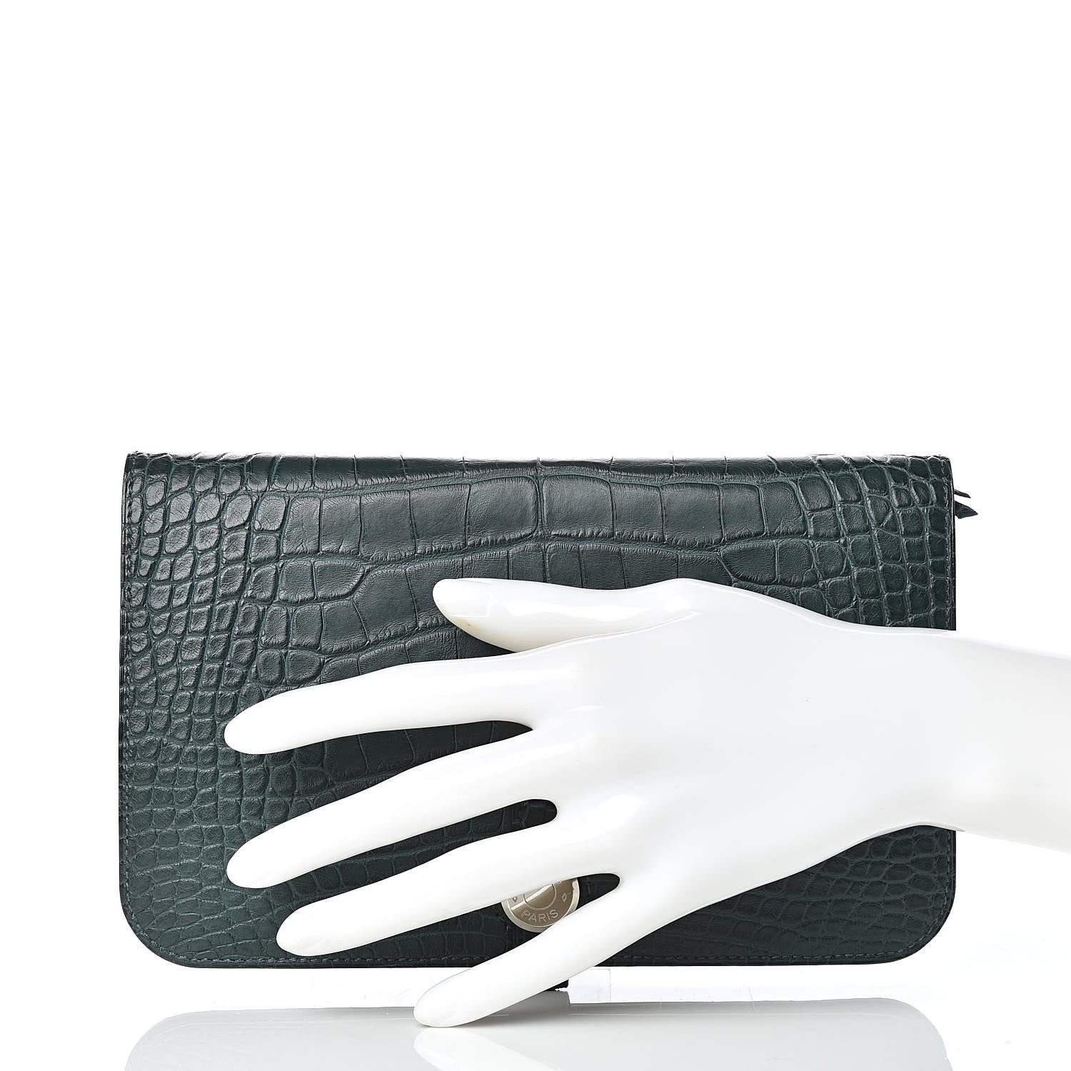 Hermes Matte Alligator Dogon Combined Wallet Vert Fonce 2 of 12
