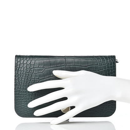 Hermes Matte Alligator Dogon Combined Wallet Vert Fonce 2 of 12