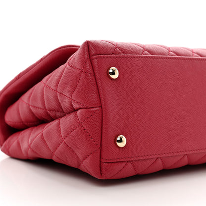 Chanel Caviar Quilted Small Coco Handle Flap Dark Pink 9 of 10