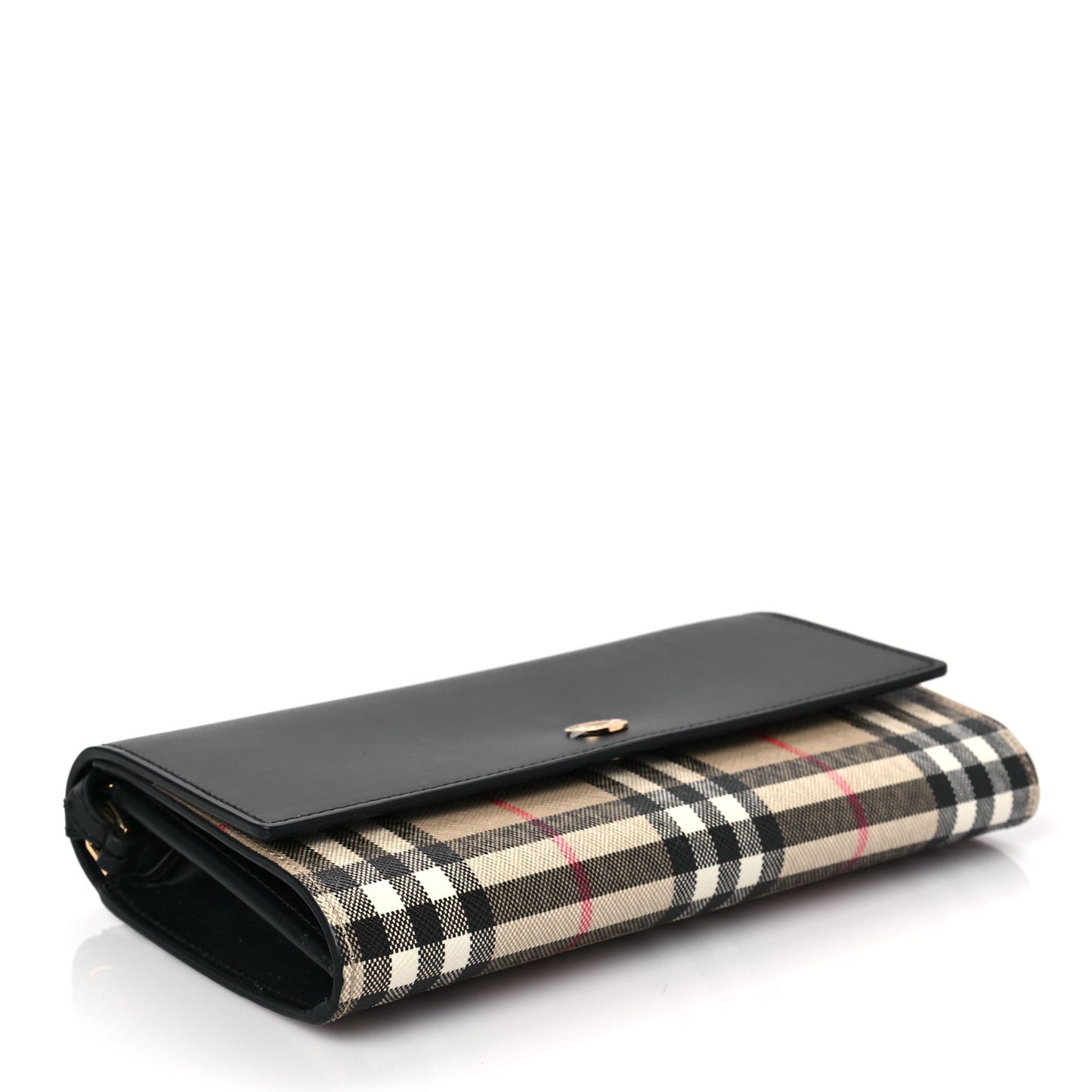 Calfskin Vintage Check Hannah Wallet with Detachable Strap Black