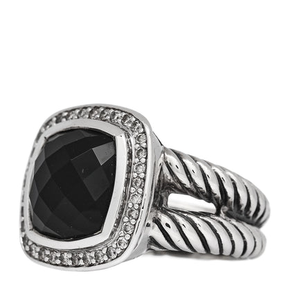 David Yurman Sterling Silver Diamond Black Onyx 11mm Albion Statement Ring 52 6 3 of 5