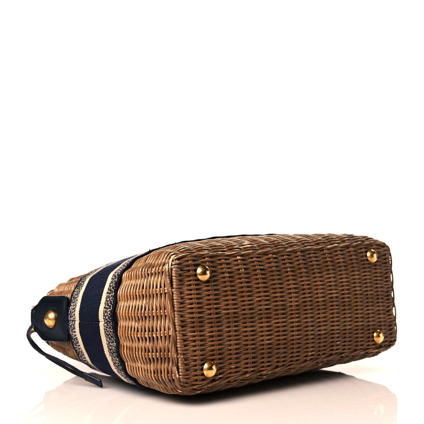 Wicker Oblique Basket Bag Blue