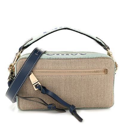 Chloe Linen Woody Belt Bag Green Blue 1 of 9