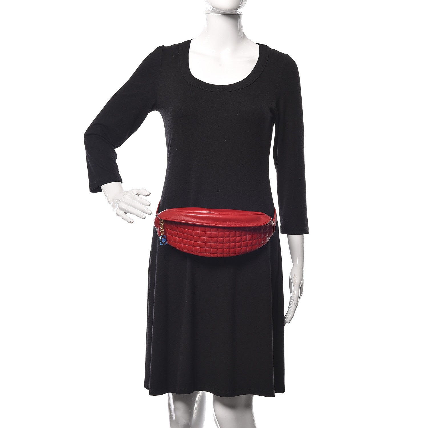 Celine Calfskin Quilted C Charm Belt Bag Red 2 of 9