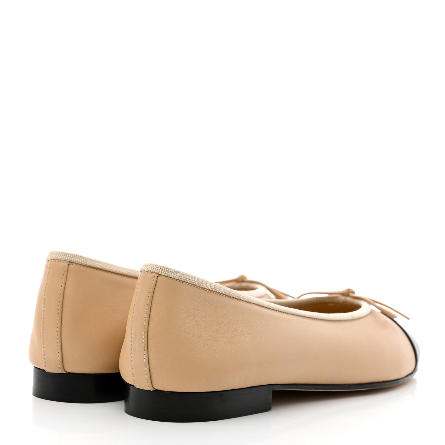 Lambskin Cap Toe CC Ballerina Flats 38.5 Beige Black