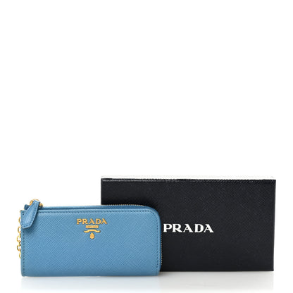 Prada Saffiano Metal Zip Around Key Holder Celeste 11 of 11