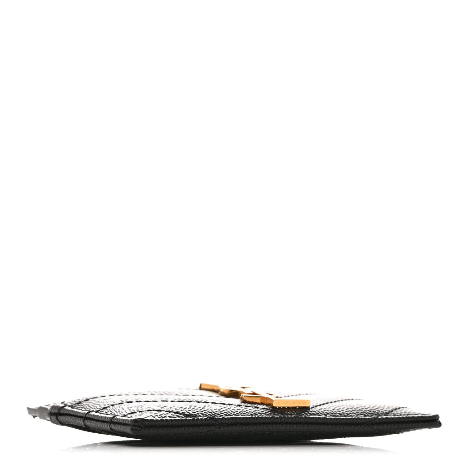 Saint Laurent Grain De Poudre Matelasse Chevron Monogram Credit Card Case Black 4 of 9