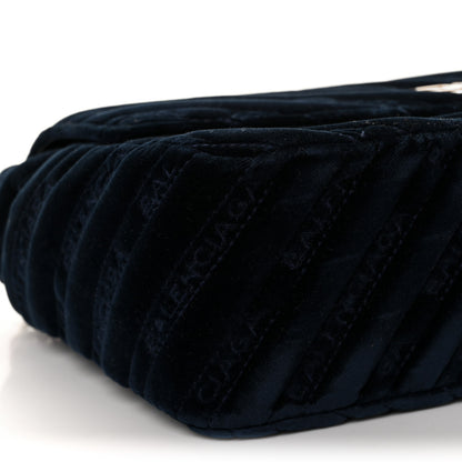 Balenciaga Velvet Logo Matelasse M BB Chain Shoulder Bag Navy 7 of 10