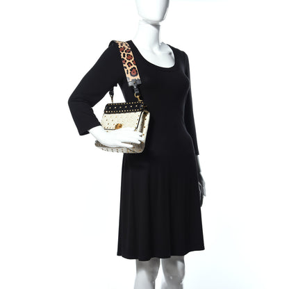 Valentino Garavani Lambskin Leopard Print Medium Rockstud Spike Shoulder Bag Ivory 2 of 8