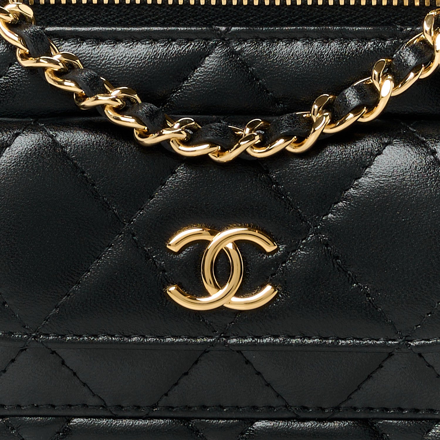 Chanel Lambskin Quilted Polly Pocket East West Top Vanity With Chain Black 8 of 12