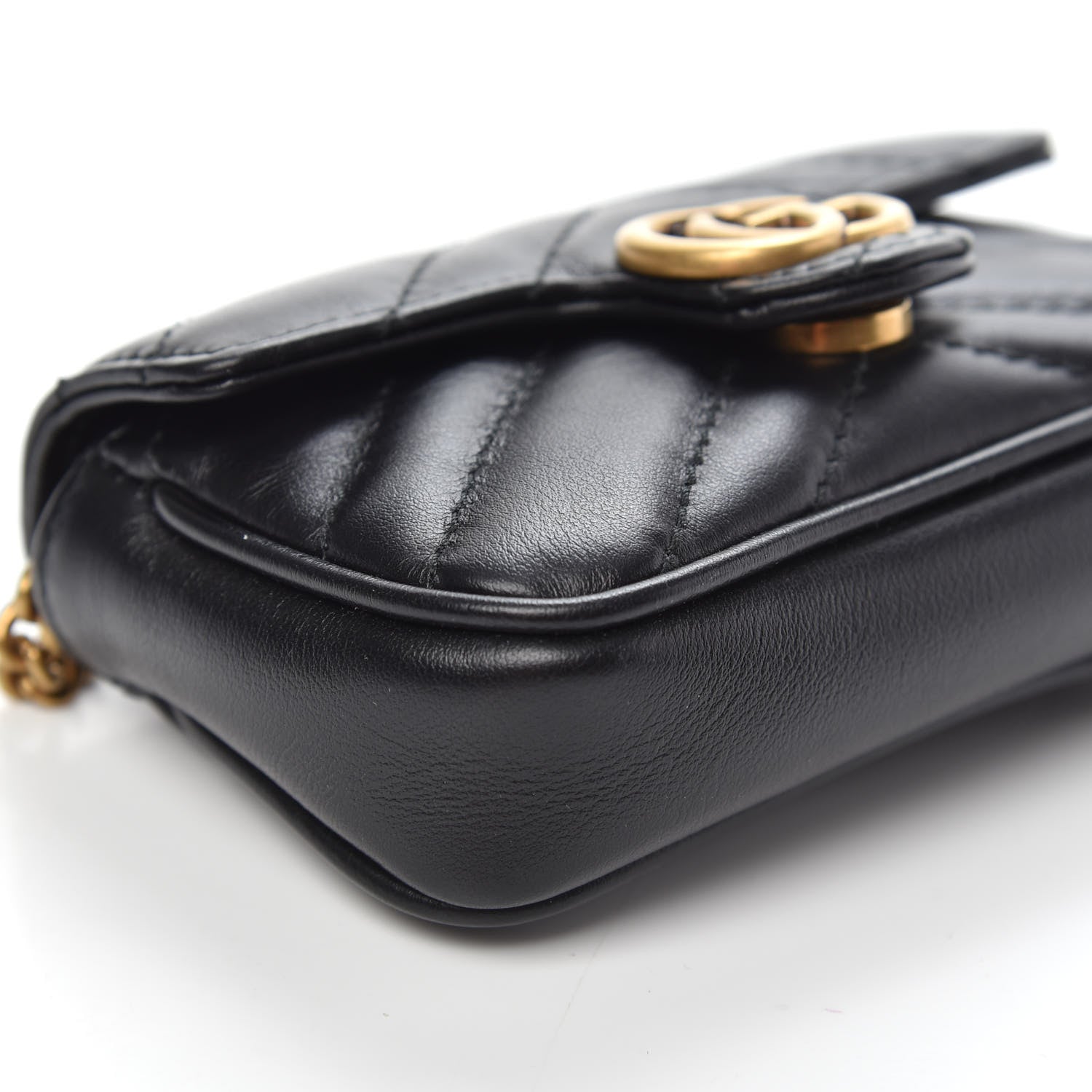 Gucci Calfskin Matelasse GG Marmont 2.0 Coin Purse On A Chain Black 8 of 9