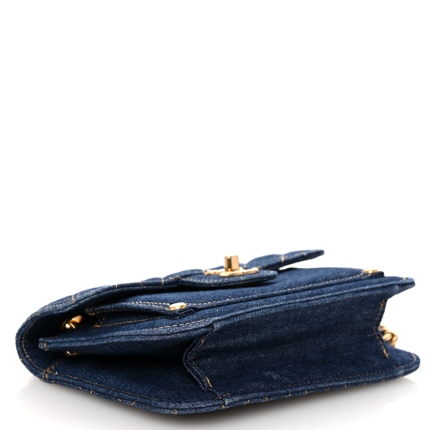 Denim Quilted Double You Mini Flap Blue