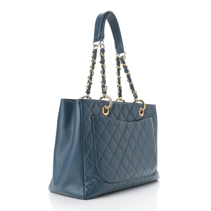 Chanel Caviar Quilted Grand Shopping Tote GST Dark Navy Blue 2 of 12