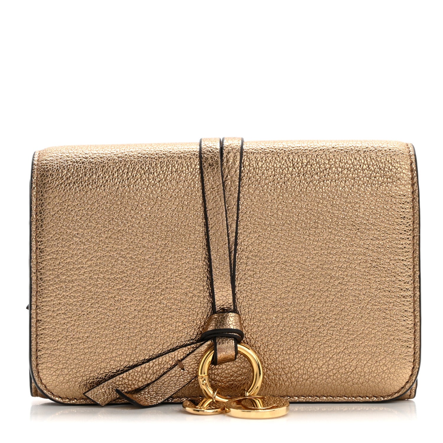 Chloe Metallic Calfskin Alphabet Trifold Wallet Gold 1 of 8