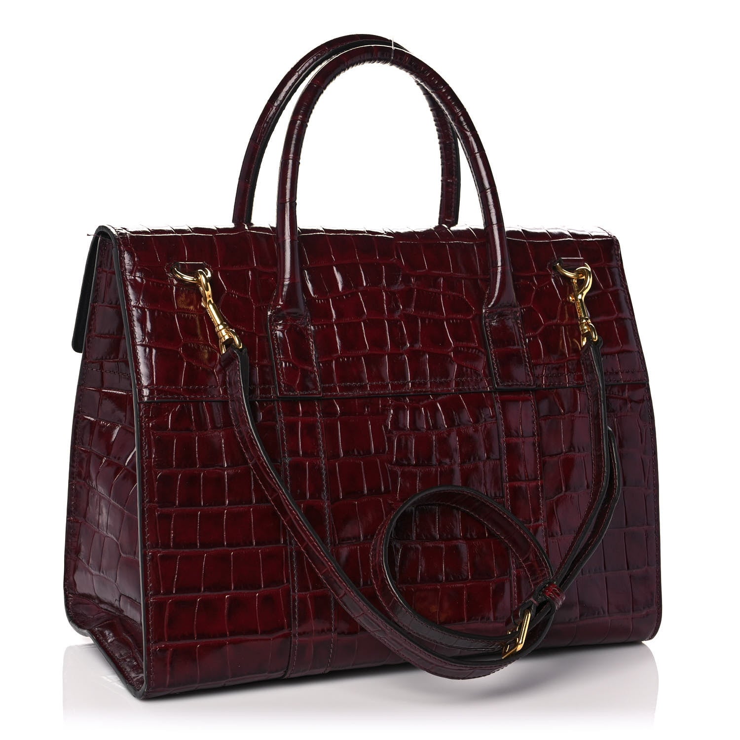 Mulberry Crocodile Embossed Calfskin Bayswater Oxblood 3 of 12