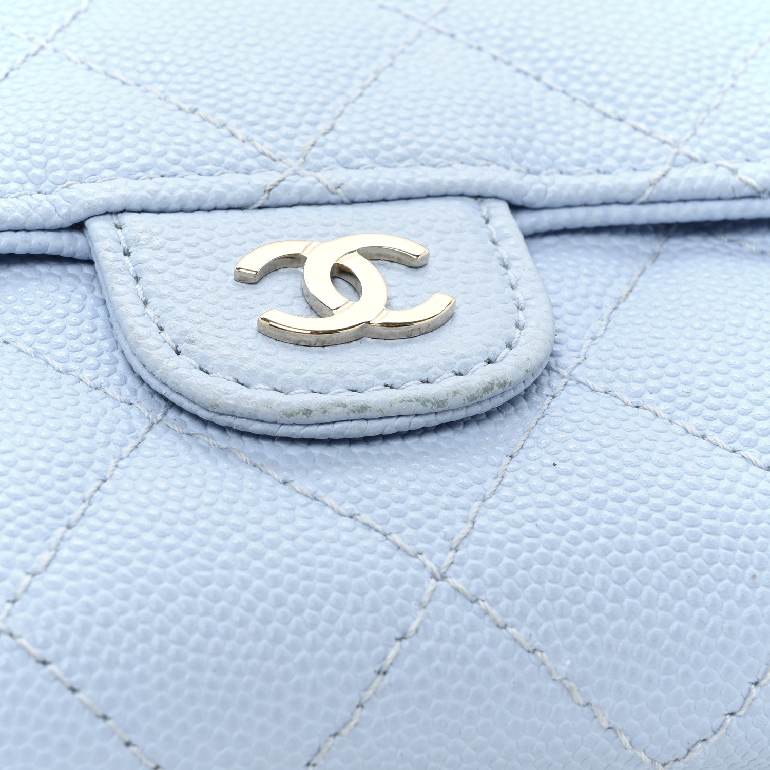 Chanel Caviar Quilted Medium Flap Wallet Light Blue 15 of 19