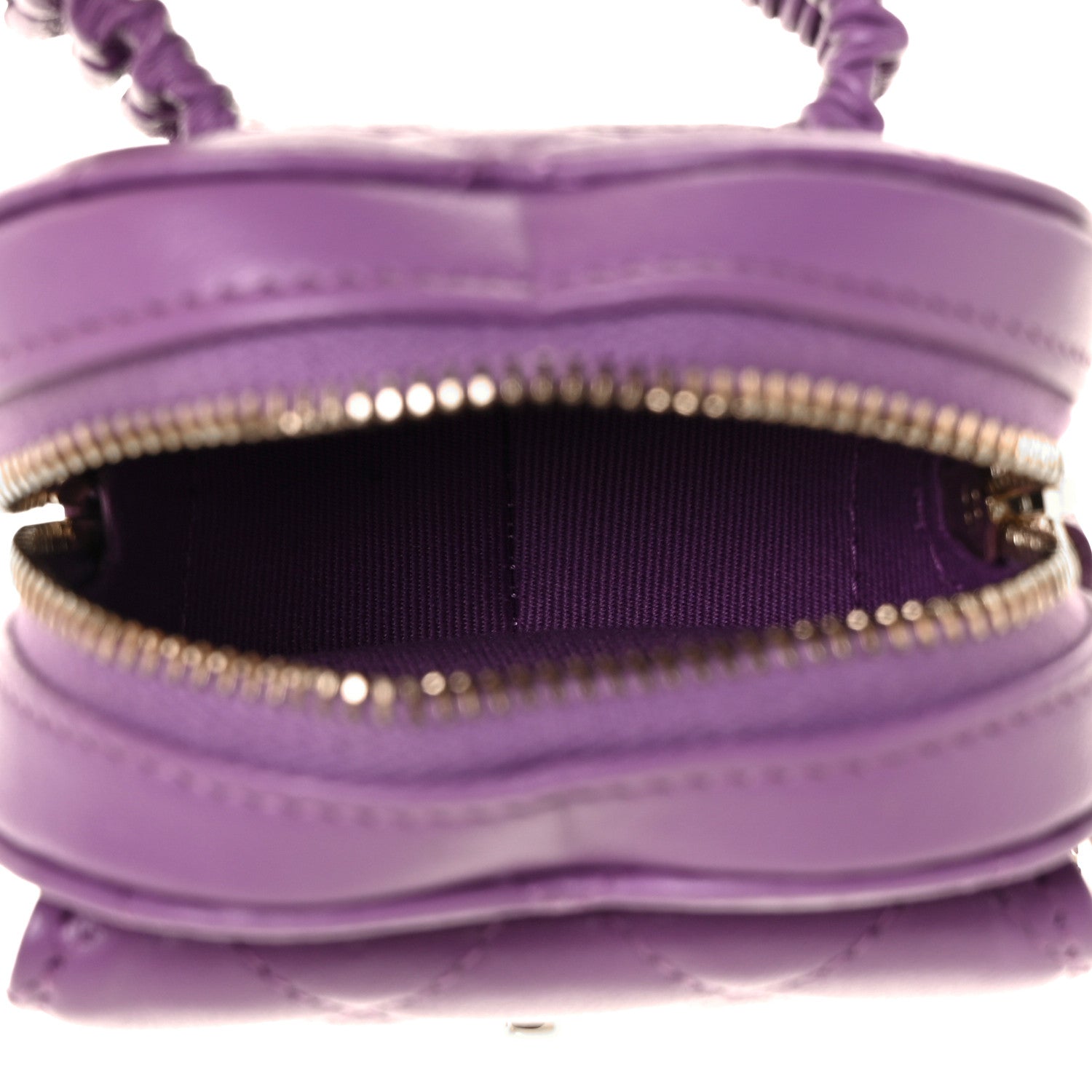 Chanel Lambskin Quilted CC In Love Heart Zipped Arm Coin Purse Purple 5 of 9