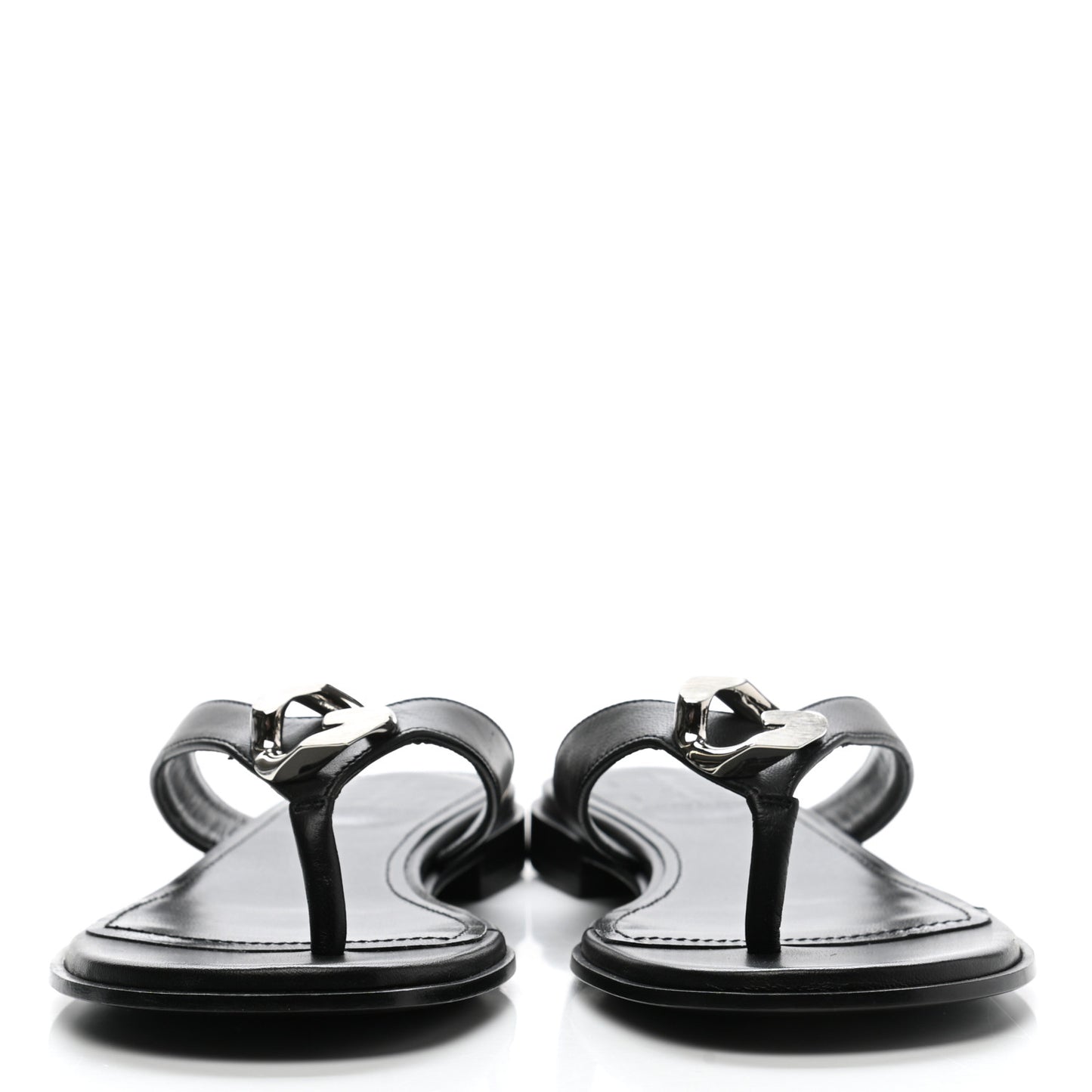 Calfskin G Chain Sandals 36 Black