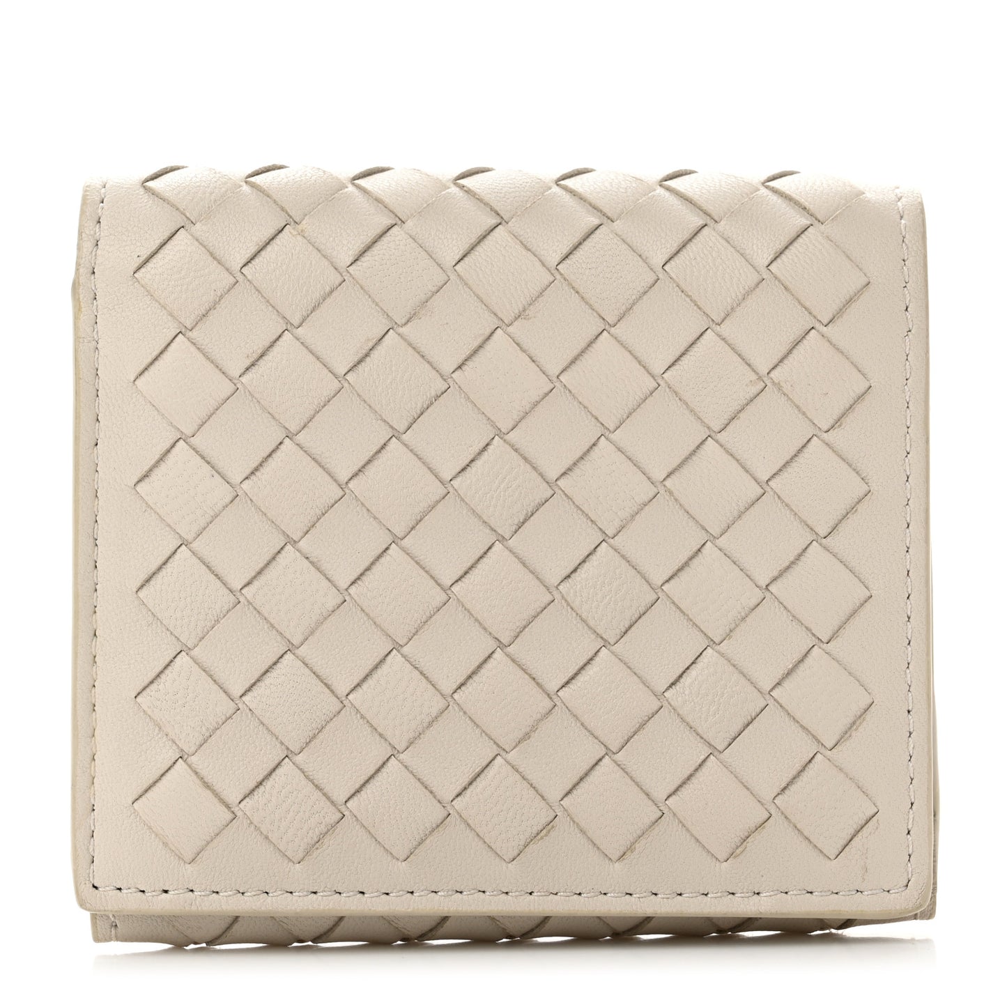 Nappa Intrecciato Tri-Fold Wallet White