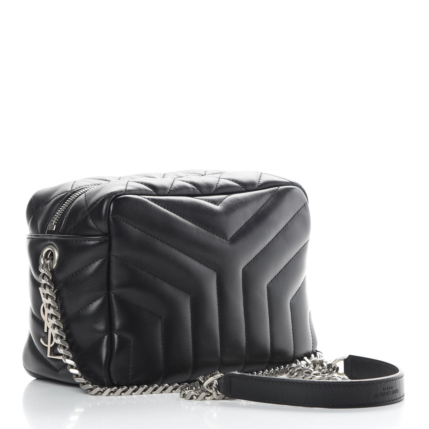 Calfskin Y Quilted Monogram Small Loulou Bowling Bag Black