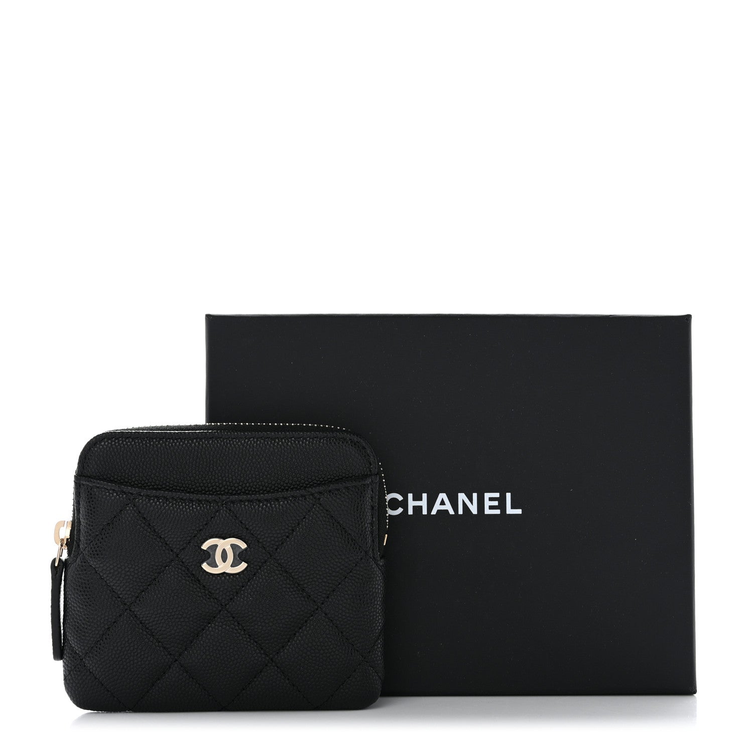 Chanel Caviar Quilted Zip Card Holder Wallet Black 8 of 8