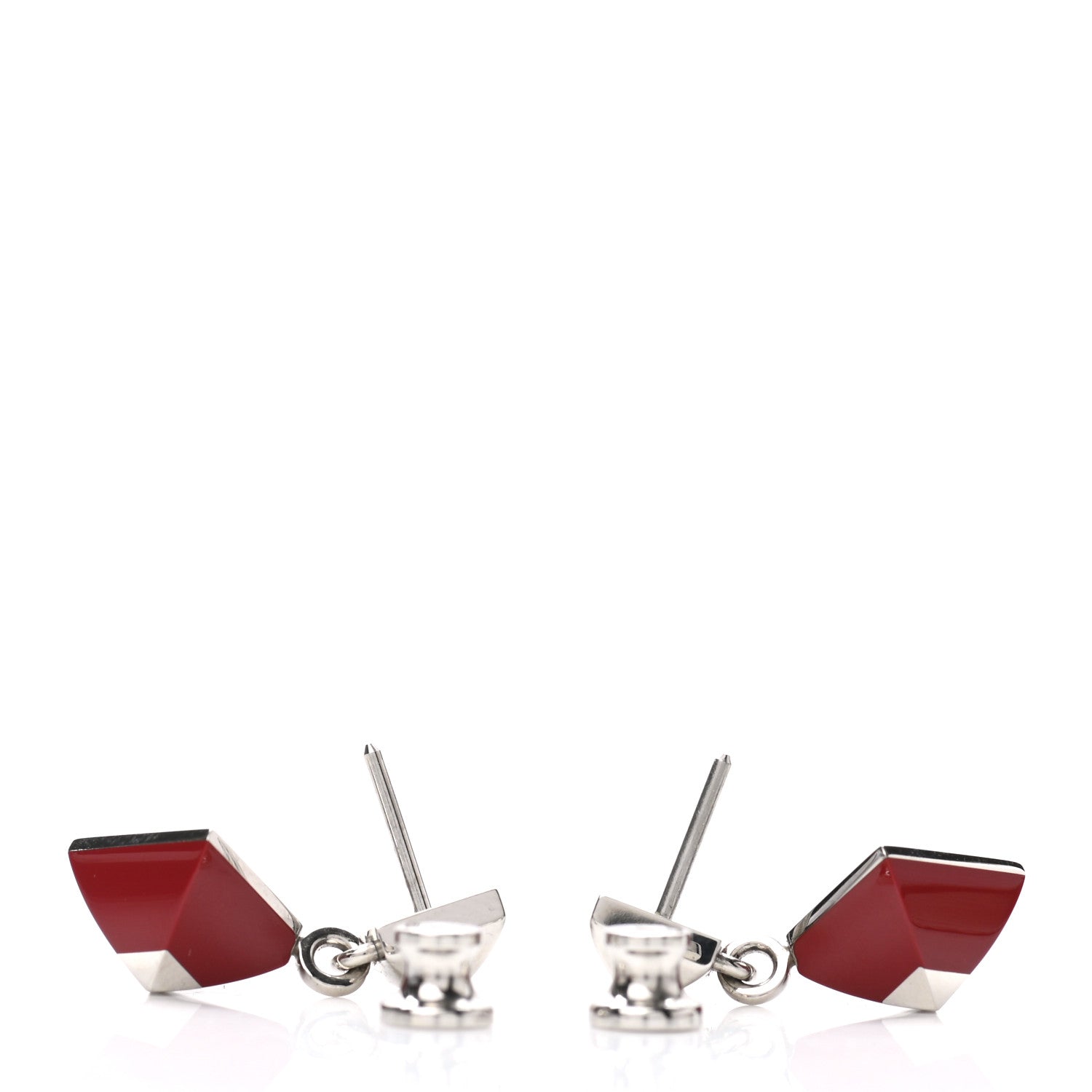 Hermes Palladium Medor Folk Earrings Rouge H 3 of 5