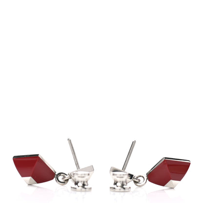 Hermes Palladium Medor Folk Earrings Rouge H 3 of 5