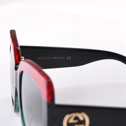 Gucci Square Frame GG0083S Sunglasses Glitter Red Black Green 6 of 8