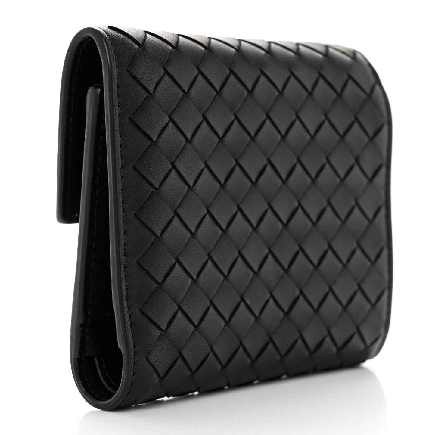 Nappa Intrecciato Trifold Wallet Black