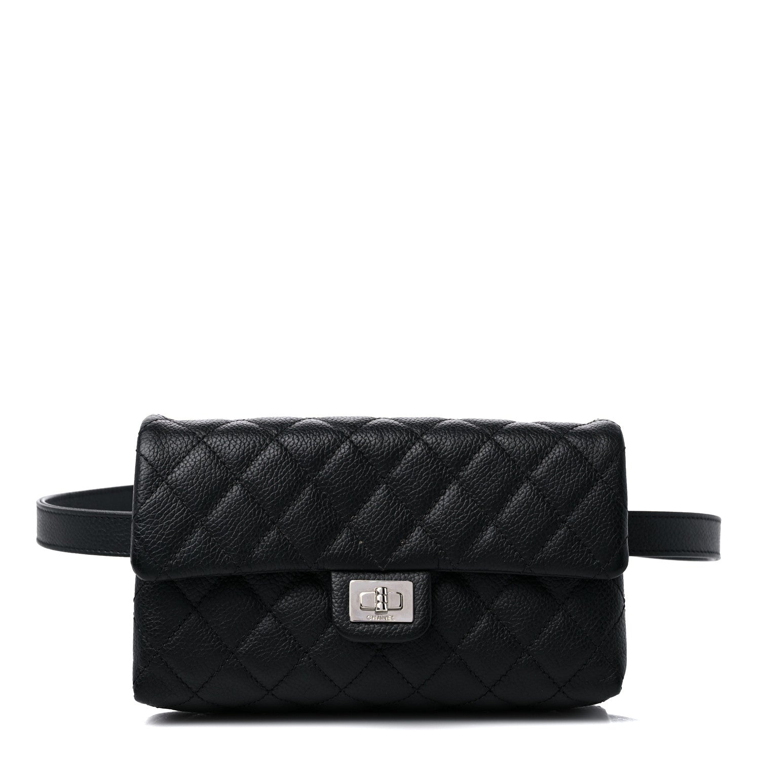Chanel Grained Calfskin Quilted 2.55 Reissue Flap Belt Bag Clutch Black 1 of 11