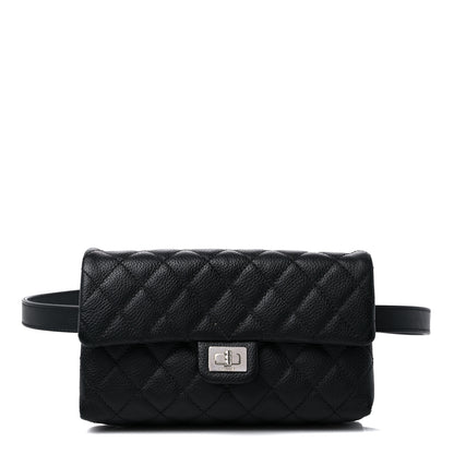 Chanel Grained Calfskin Quilted 2.55 Reissue Flap Belt Bag Clutch Black 1 of 11