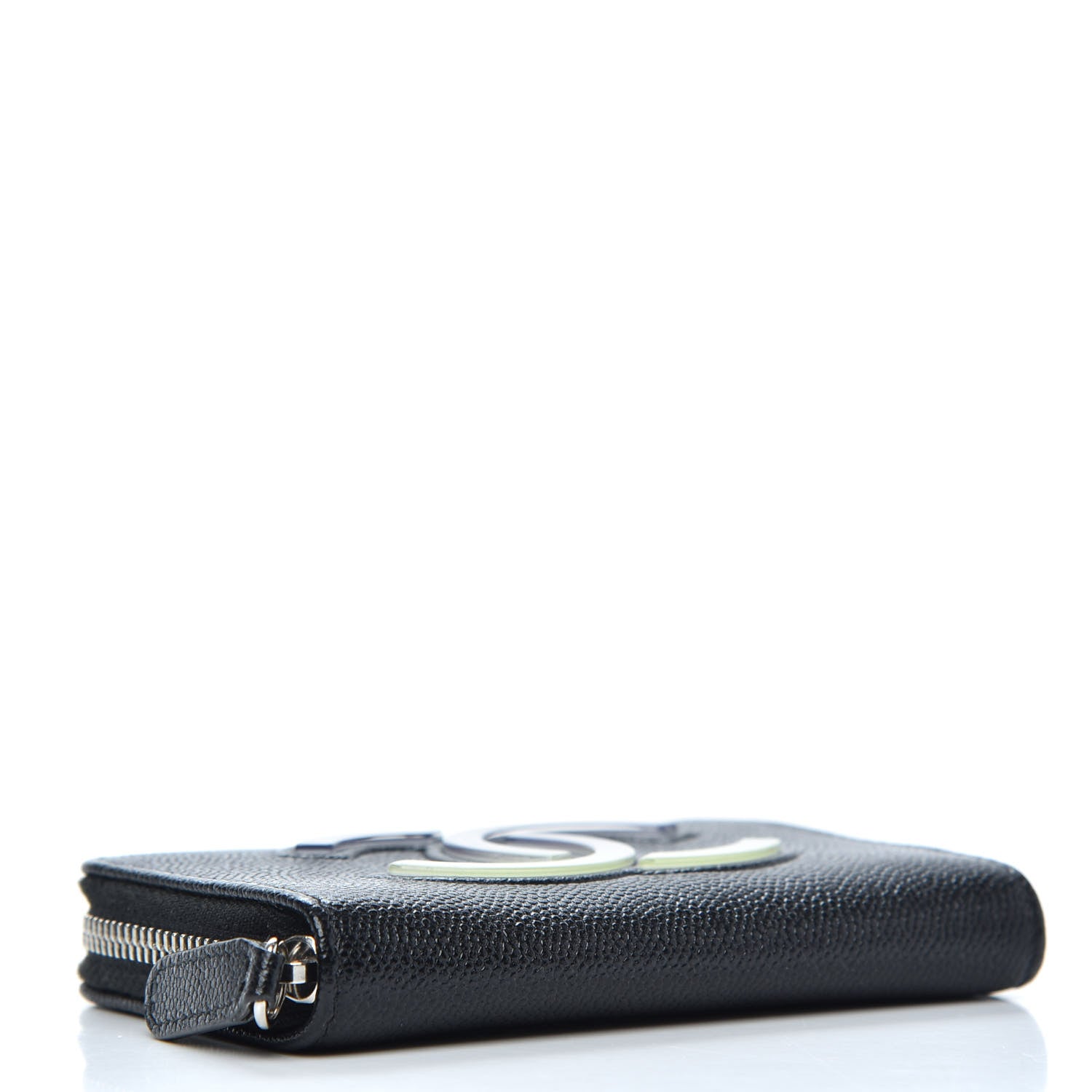 Chanel Caviar CC Small Zip Around Coin Purse Black Blue Green 4 of 7