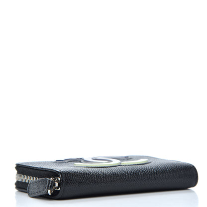 Chanel Caviar CC Small Zip Around Coin Purse Black Blue Green 4 of 7