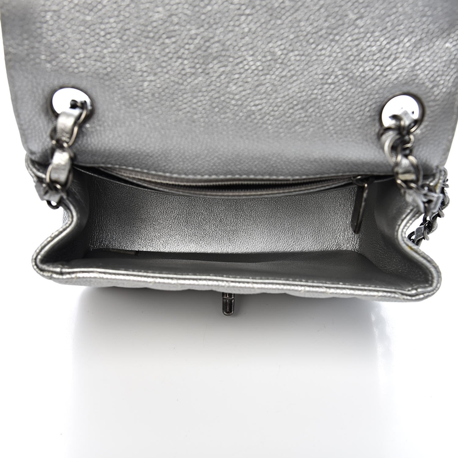 Chanel Metallic Caviar Quilted Mini Square Flap Silver 5 of 11