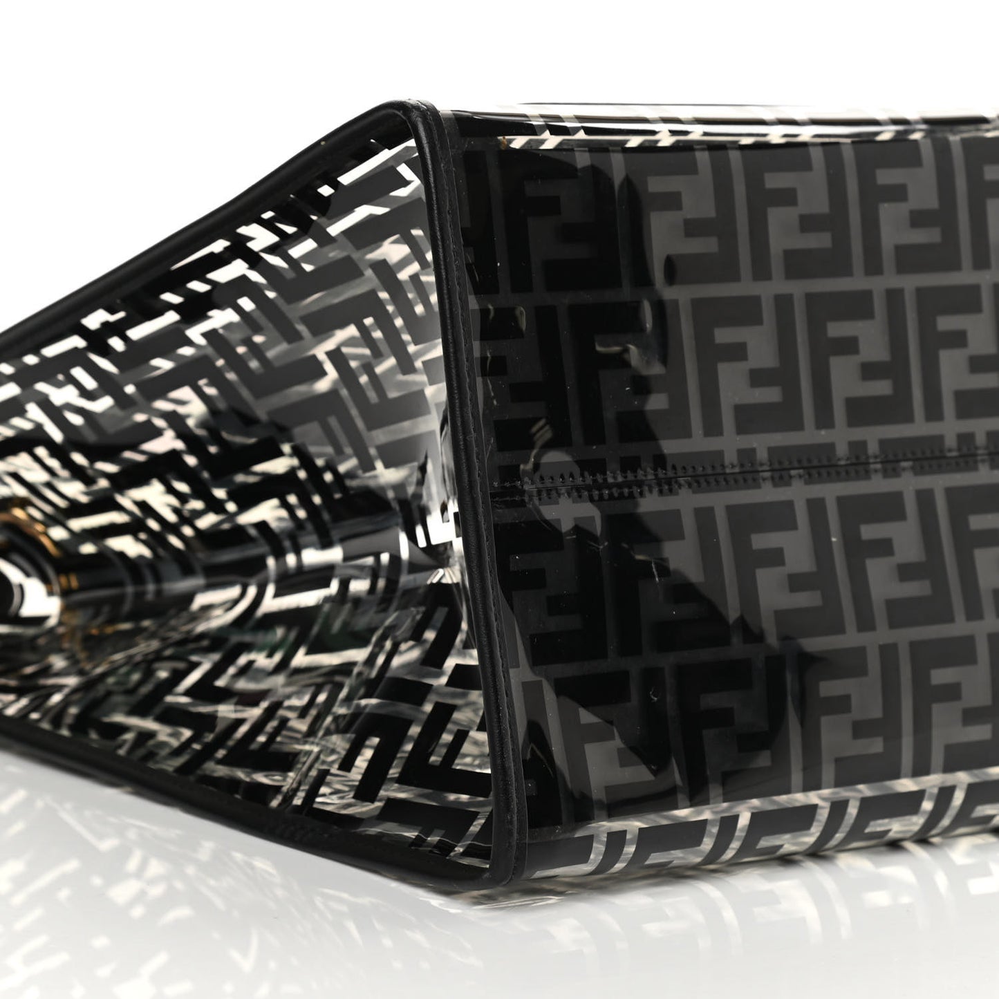 TPU FF Vitello Century Plexiglass Large Runaway Shopper Tote Black