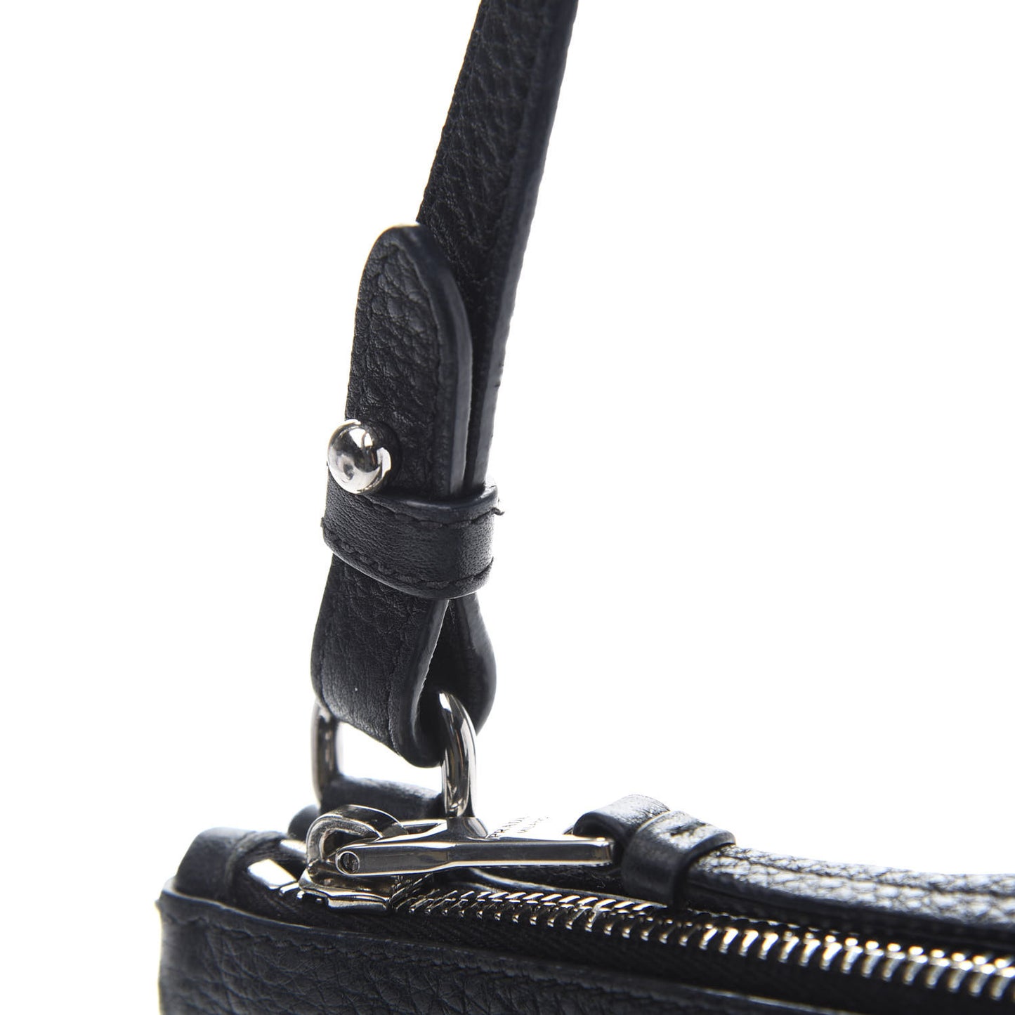 Vitello Daino Double Zip Crossbody Bag Black
